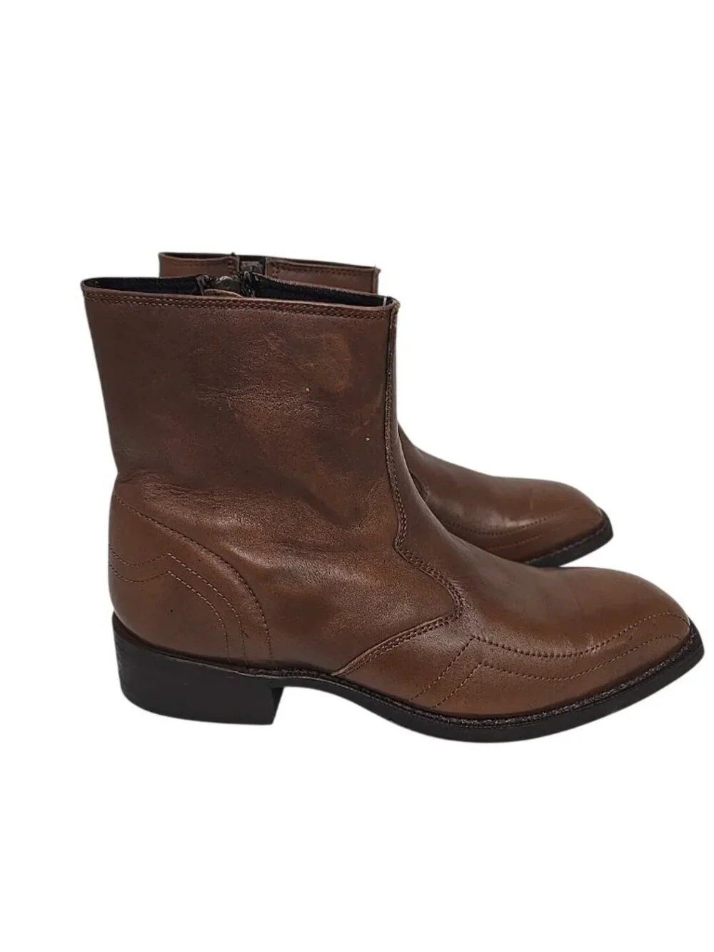 Laredo Men's Side Zip Ankle Cowboy Western Boot Leather Brown Size 9D - Picture 2 of 7